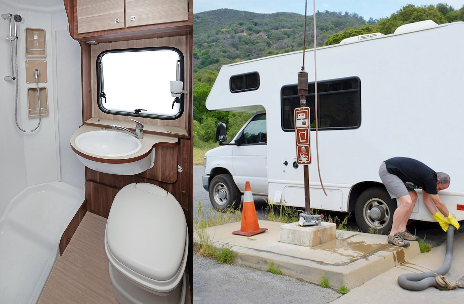 Portable RV/camper toilet and holding tank setup in Superior, Wisconsin