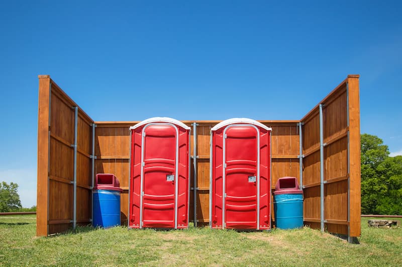 Short-term porta potty units staged for delivery in Superior, Wisconsin